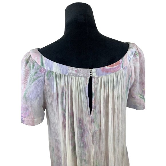 Anthropologie HD in Paris Dipped Chroma Swing Dress 8 Floral Gauze Overlay Ombre - Picture 5 of 11